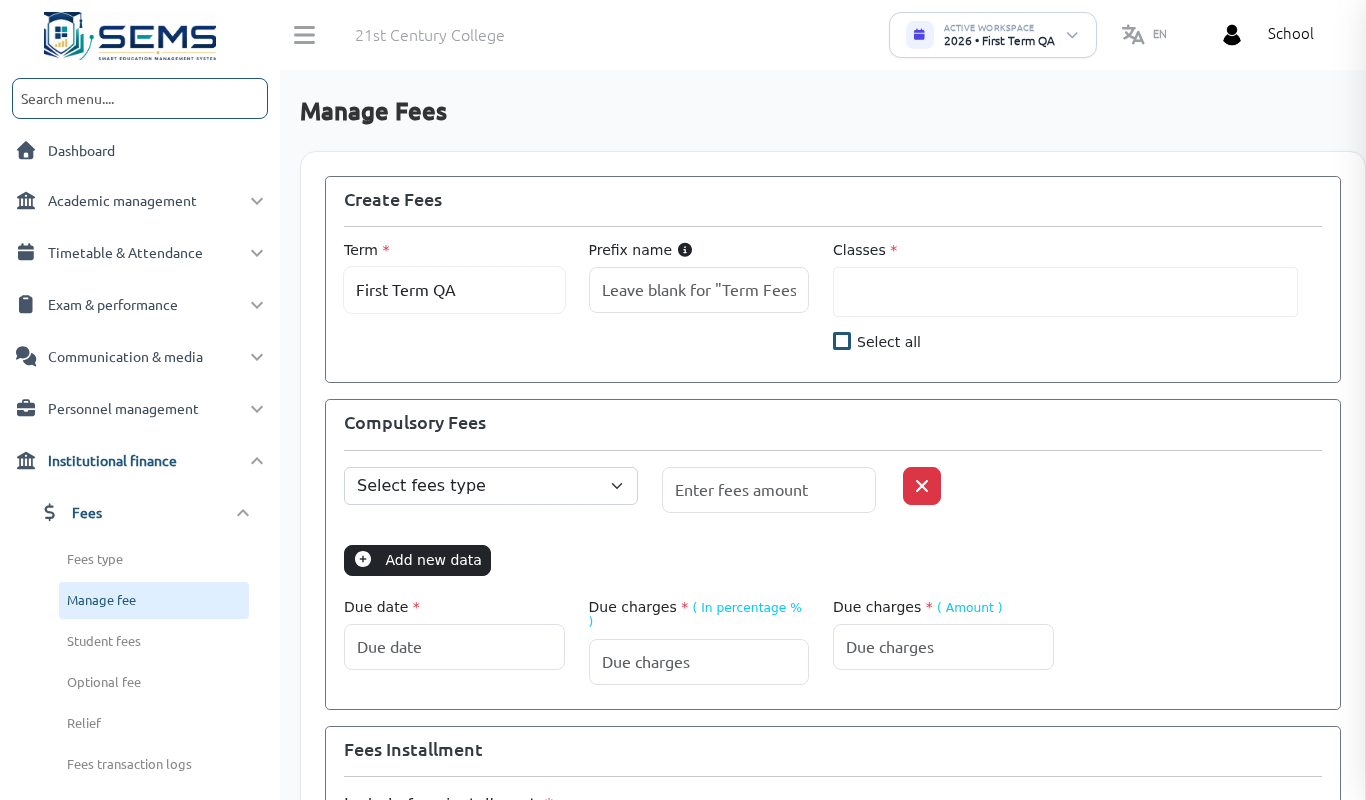 Manage fees
