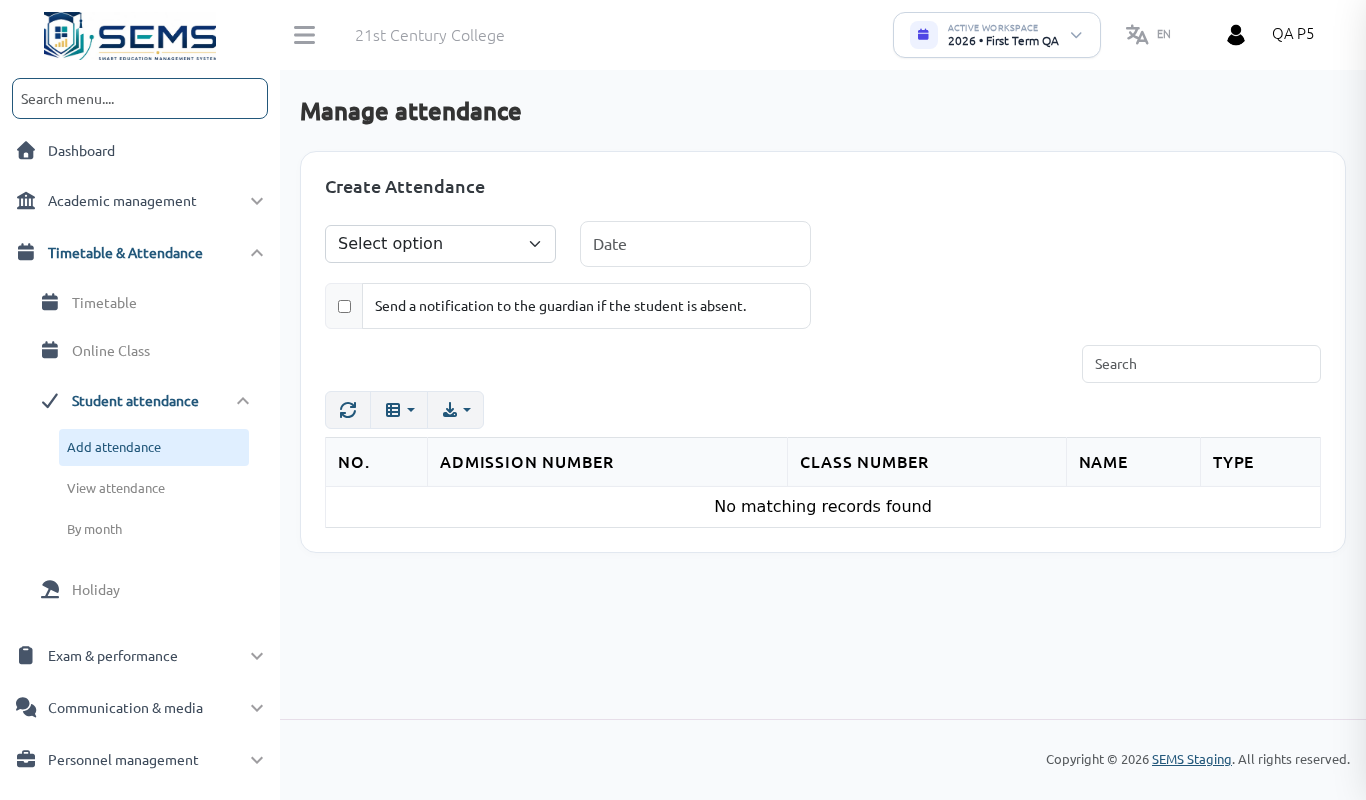 Attendance register